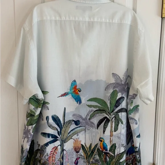 Daniel Cremieux Parrot and Palm Print Shirt - Light Blue - Picture 5 of 9